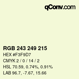 Color code: RGB 243 249 215 | qconv.com