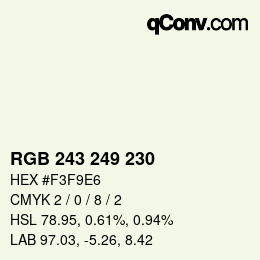 Color code: RGB 243 249 230 | qconv.com