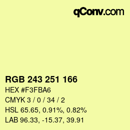 Color code: RGB 243 251 166 | qconv.com