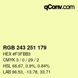 Color code: RGB 243 251 179 | qconv.com