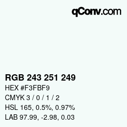 Color code: RGB 243 251 249 | qconv.com