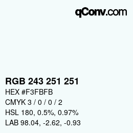 Color code: RGB 243 251 251 | qconv.com