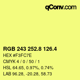 カラーコード: RGB 243 252.8 126.4 | qconv.com