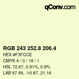 カラーコード: RGB 243 252.8 206.4 | qconv.com