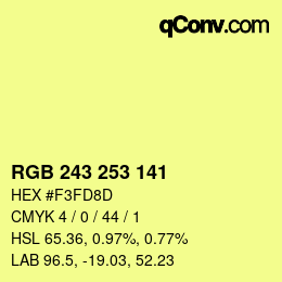 Color code: RGB 243 253 141 | qconv.com