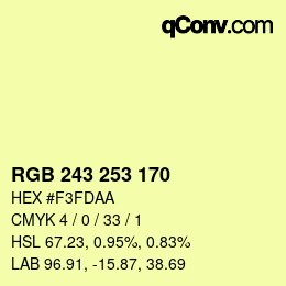 カラーコード: RGB 243 253 170 | qconv.com