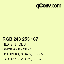 Color code: RGB 243 253 187 | qconv.com
