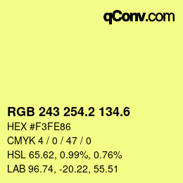 カラーコード: RGB 243 254.2 134.6 | qconv.com