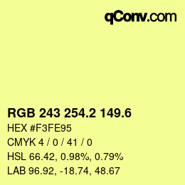カラーコード: RGB 243 254.2 149.6 | qconv.com