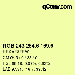カラーコード: RGB 243 254.6 169.6 | qconv.com