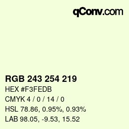 Color code: RGB 243 254 219 | qconv.com