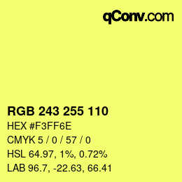 カラーコード: RGB 243 255 110 | qconv.com