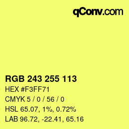Color code: RGB 243 255 113 | qconv.com