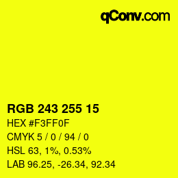 Color code: RGB 243 255 15 | qconv.com