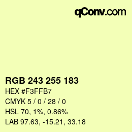 Color code: RGB 243 255 183 | qconv.com