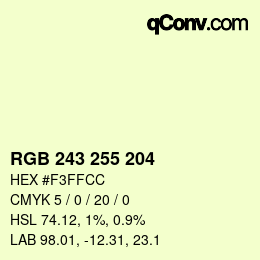 Color code: RGB 243 255 204 | qconv.com