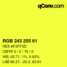 Color code: RGB 243 255 61 | qconv.com