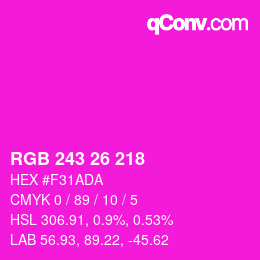 Color code: RGB 243 26 218 | qconv.com
