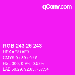Color code: RGB 243 26 243 | qconv.com