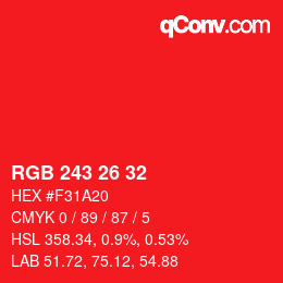 Color code: RGB 243 26 32 | qconv.com