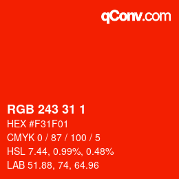 Color code: RGB 243 31 1 | qconv.com