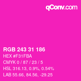 Color code: RGB 243 31 186 | qconv.com