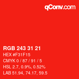 Color code: RGB 243 31 21 | qconv.com