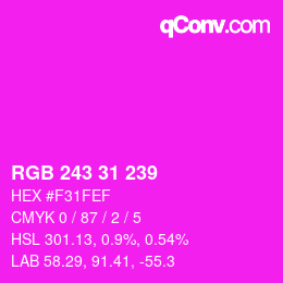 Color code: RGB 243 31 239 | qconv.com