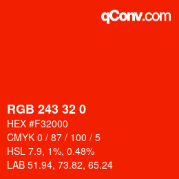 Color code: RGB 243 32 0 | qconv.com