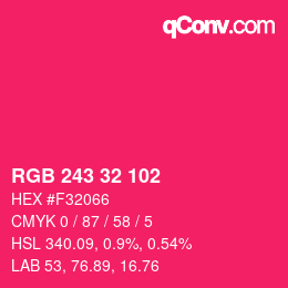Color code: RGB 243 32 102 | qconv.com