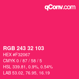 Color code: RGB 243 32 103 | qconv.com