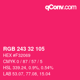 Color code: RGB 243 32 105 | qconv.com