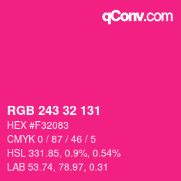 Color code: RGB 243 32 131 | qconv.com