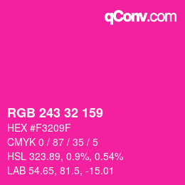 Color code: RGB 243 32 159 | qconv.com