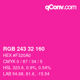 Farbcode: RGB 243 32 160 | qconv.com
