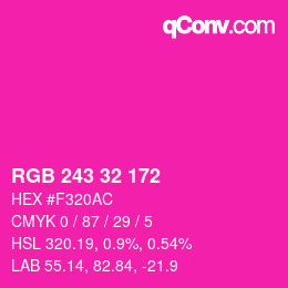 Color code: RGB 243 32 172 | qconv.com