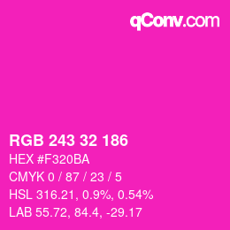 Color code: RGB 243 32 186 | qconv.com