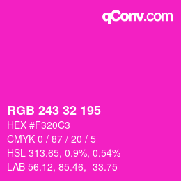 Color code: RGB 243 32 195 | qconv.com