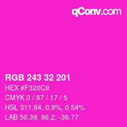 Color code: RGB 243 32 201 | qconv.com