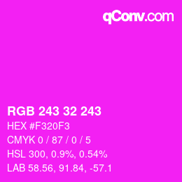 Color code: RGB 243 32 243 | qconv.com