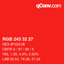 Color code: RGB 243 32 27 | qconv.com