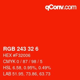 Color code: RGB 243 32 6 | qconv.com