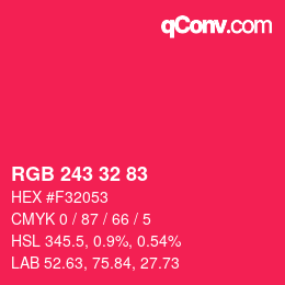 Color code: RGB 243 32 83 | qconv.com