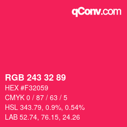 Color code: RGB 243 32 89 | qconv.com
