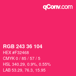 Color code: RGB 243 36 104 | qconv.com