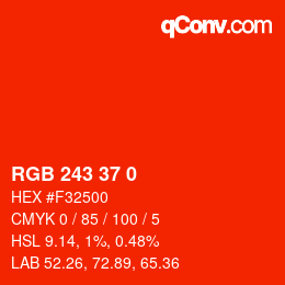 カラーコード: RGB 243 37 0 | qconv.com