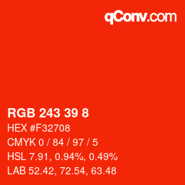 Color code: RGB 243 39 8 | qconv.com