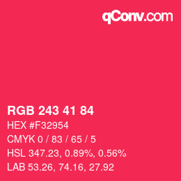 Color code: RGB 243 41 84 | qconv.com
