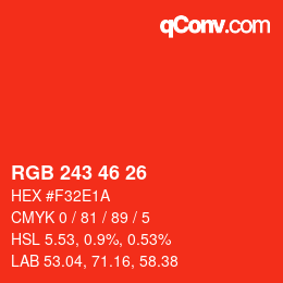 カラーコード: RGB 243 46 26 | qconv.com