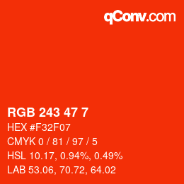 カラーコード: RGB 243 47 7 | qconv.com